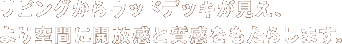 リビングからウッドデッキが見え、より空間に解放感と質感をもたらします。